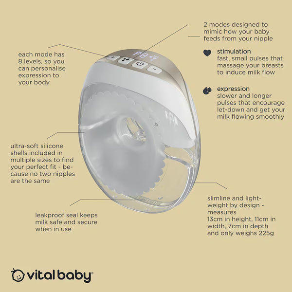 Vital Baby Nurture Flow Wearable Breast Pump | Hands-Free Electric Breast Pump