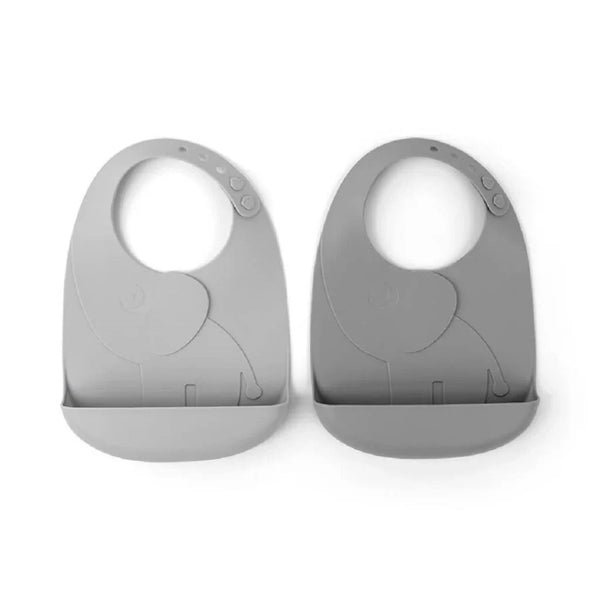 Done By Deer Peekaboo Bib 2-Pack Elphee Grey Silicone