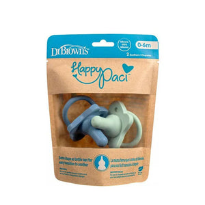 Dr. Brown's Happy Paci Silicone Pacifier 0-6M Blue Green Set