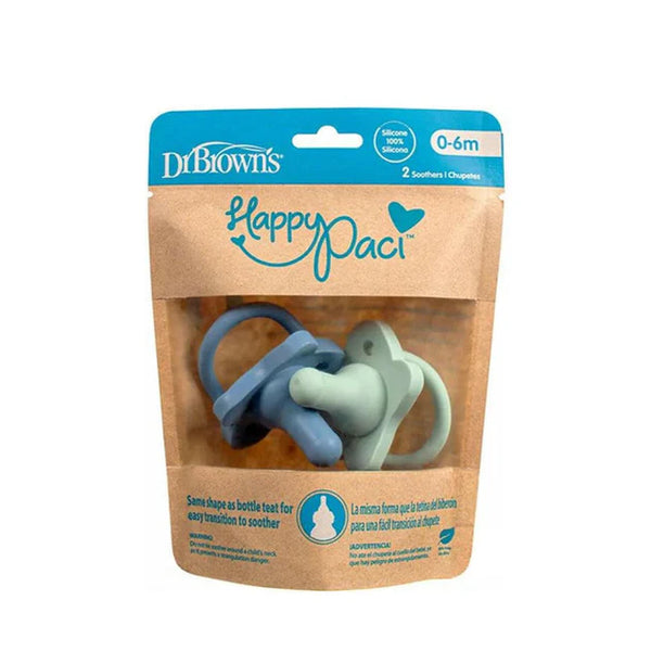Dr. Brown's Happy Paci Silicone Pacifier 0-6M Blue Green Set