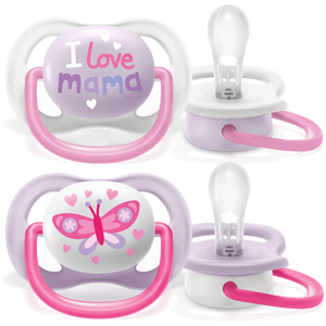 avent 2 ultra air soother i love mama -0-6m girl 080/02