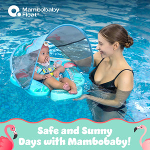 Mambobaby Non-Inflatable Chest Baby Float with Canopy - Flamingo
