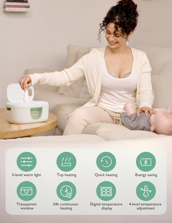 Momcozy Smart Baby Wipe Warmer – Top-Heating Dispenser with Built-in Night Light