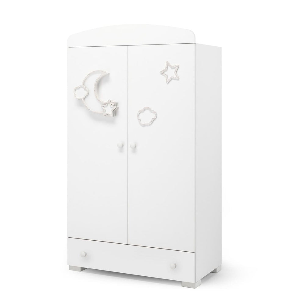 Erbesi Moon Wardrobe White  Spacious Nursery Storage