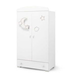Erbesi Moon Wardrobe White  Spacious Nursery Storage