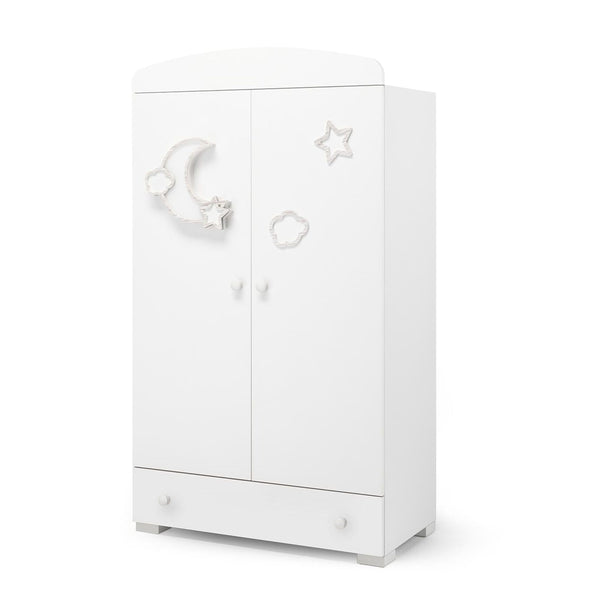 Erbesi Moon Wardrobe White  Spacious Nursery Storage