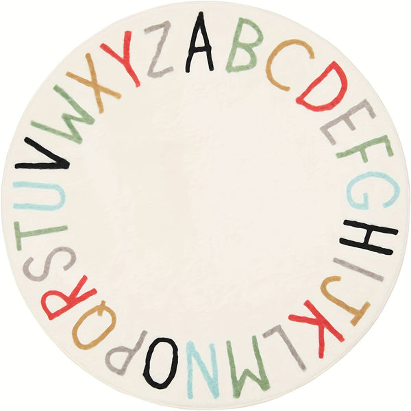 Baby Cashmere 160cm Round Letters Rug, Anti-Slip Kids Decor