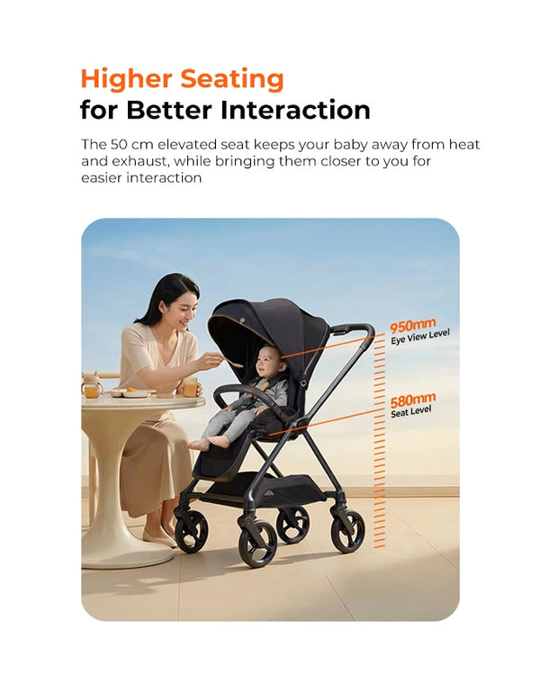 Gb Swan Pro Carbon Fiber Baby Stroller | Lightweight 2-Way Reversible Stroller 0-36 Months