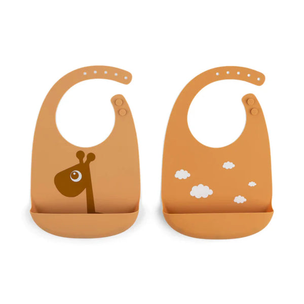 Done by Deer Raffi Silicone Bibs Mustard 2-Pack