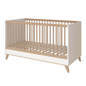 Faktum Flip White & Oak Convertible Baby & Junior Bed – 140×70 cm, Adjustable Mattress Base