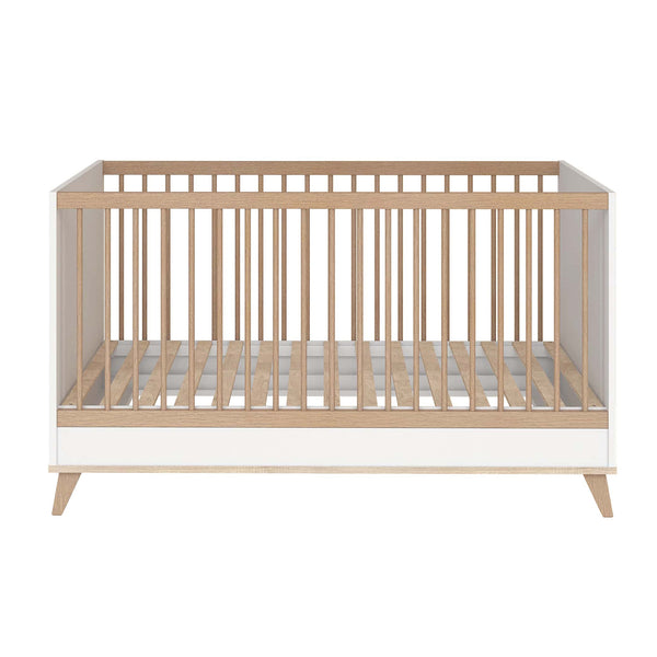 Faktum Flip White & Oak Convertible Baby & Junior Bed – 140×70 cm, Adjustable Mattress Base