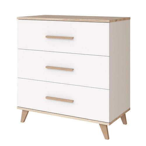 Faktum Flip White & Oak Chest  3-Drawer Nursery Dresser