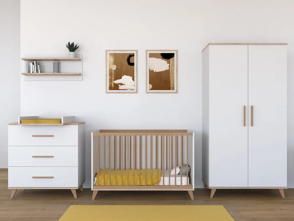 Faktum Flip White-Oak 2-Door Baby Wardrobe – Chipboard & Solid Wood, Ample Storage
