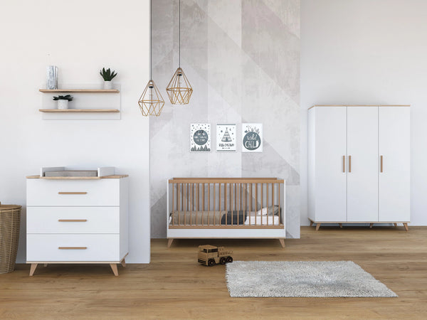 Faktum Flip White & Oak Convertible Baby & Junior Bed – 140×70 cm, Adjustable Mattress Base