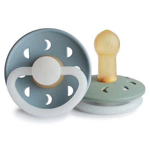 Frigg Moon Phase Night Latex Pacifier 2-Pack Stone Blue/Sage