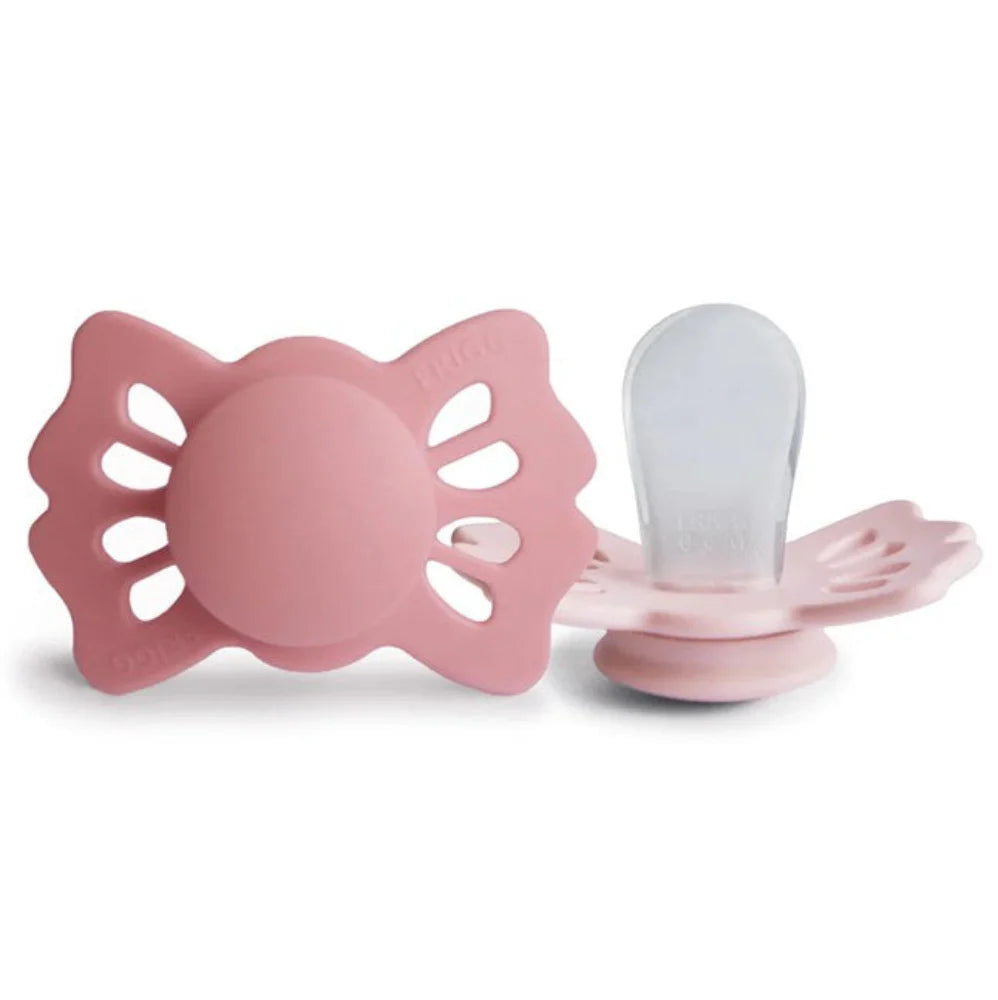 FRIGG Lucky Silicone Pacifier 0-6M 2-Pack Cedar/ Pink