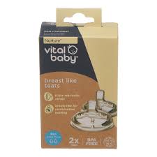 Vital Baby Teats Medium Flow 2Pk Bottle Nipples