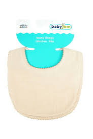 BabyJem Muslin Bib with Pacifier Hanger Ecru