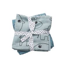 Done By Deer Swaddle 2 Pack Contour Blue Soft Muslin Blankets