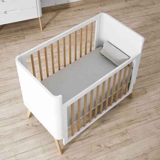 Trama Round Baby Cot 120x60cm - White & Tola