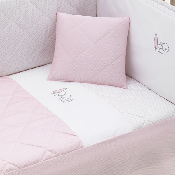 Cambrass 2-Piece Crib Bedding Set – Reversible Bedspread & Padded Bumper with Embroidered Cushion