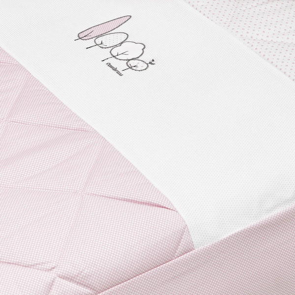 Cambrass 2-Piece Crib Bedding Set – Reversible Bedspread & Padded Bumper with Embroidered Cushion