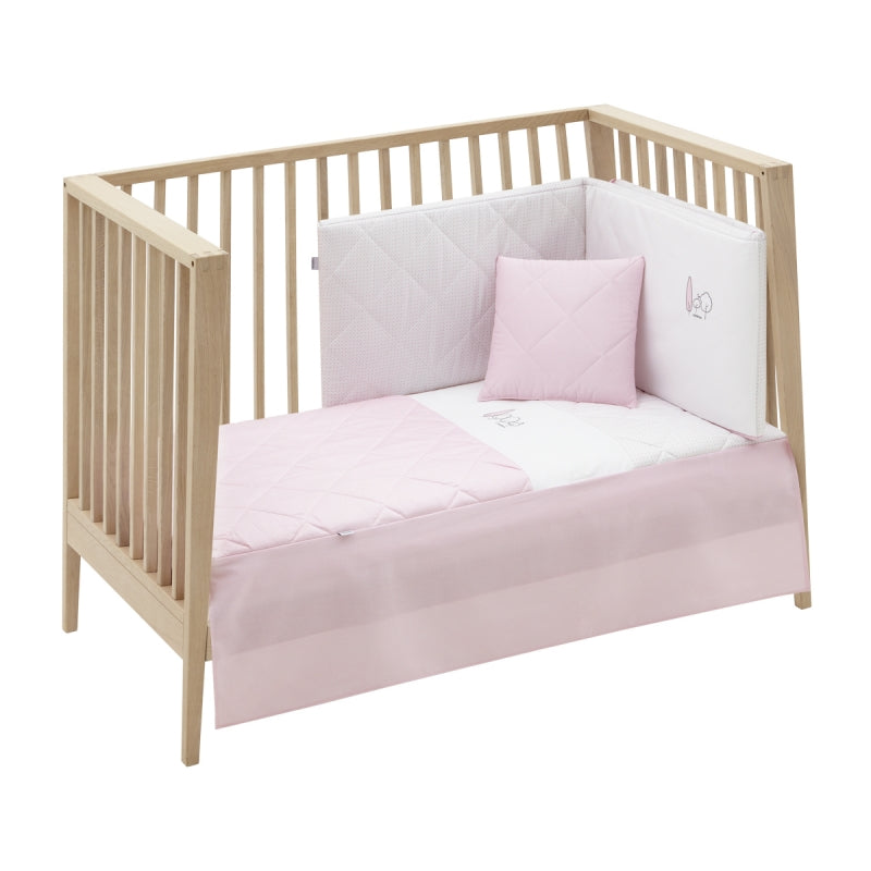 Cambrass 2-Piece Crib Bedding Set – Reversible Bedspread & Padded Bumper with Embroidered Cushion