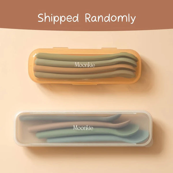 Moonkie Silicone Feeding Spoons – Soft Tip, Bendable Baby Spoons (Set of 4)