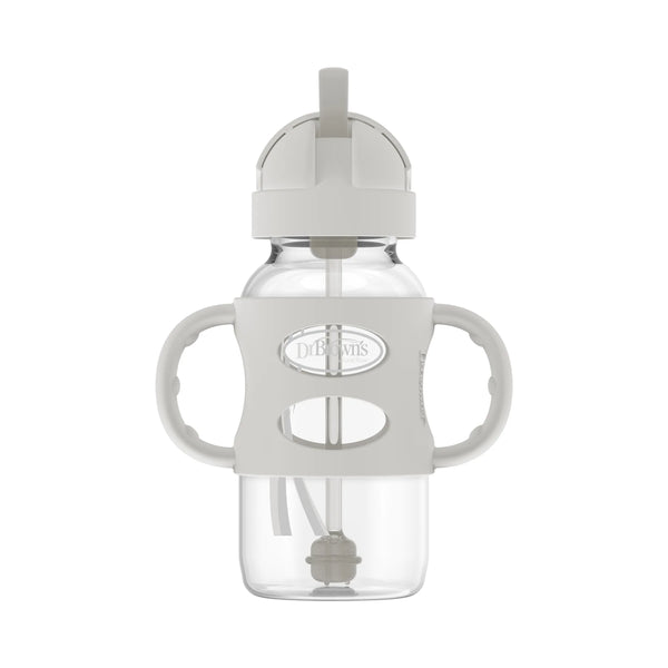 Dr. Brown's Sippy Straw Bottle With Handles 270ml Gray