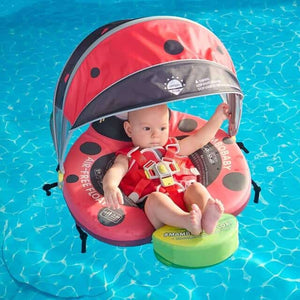 Mambobaby Non-Inflatable Baby Float with Canopy & Tail - Ladybug