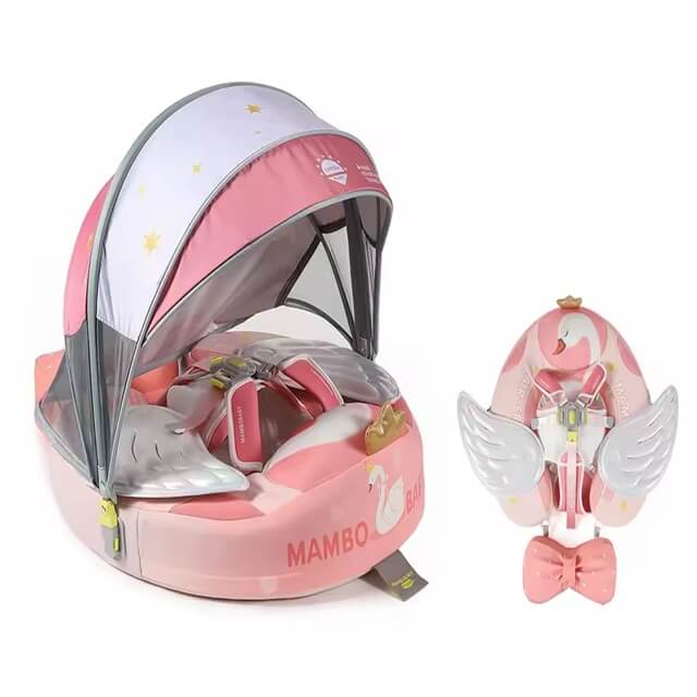 Mambobaby Non-Inflatable Chest Baby Float with Canopy - Swan