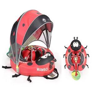 Mambobaby Non-Inflatable Baby Float with Canopy & Tail - Ladybug