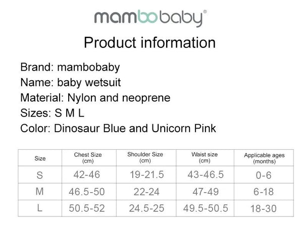 Mambobaby Baby Thermal Wetsuit - Blue Dinosaur