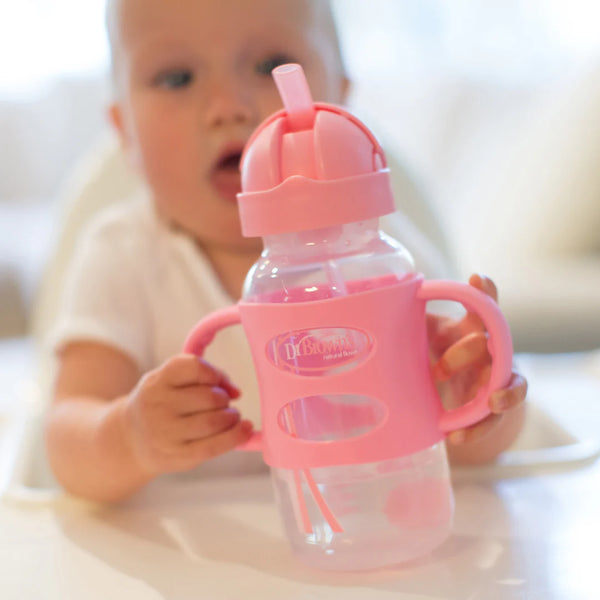 Dr. Brown’s Sippy Straw Bottle With Handles 270ml Pink