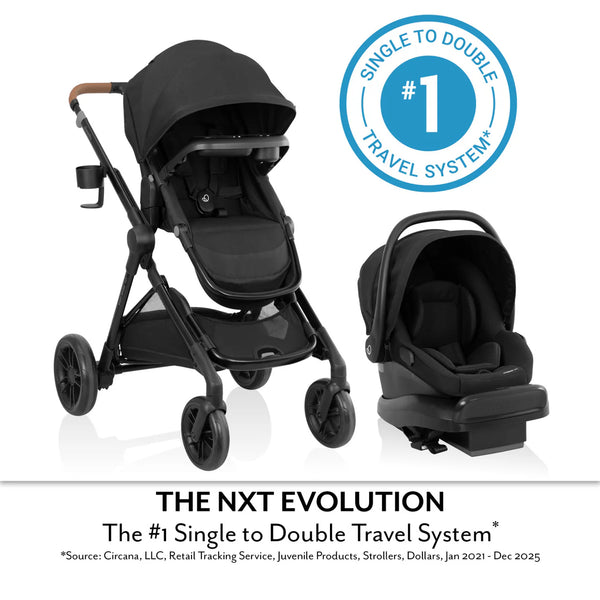 Evenflo Pivot Xpand NXT Travel System with LiteMax NXT Infant Car Seat | Single to Double Stroller