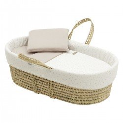 Cambrass Quilted Baby Basket with Handles & Canopy – Wicker Moses Basket Set (0–6 Months)