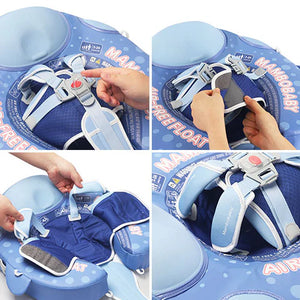 Mambobaby Non-Inflatable Chest Baby Float with Canopy - Fish Blue