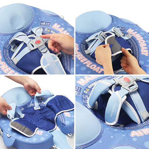 Mambobaby Non-Inflatable Chest Baby Float with Canopy - Fish Blue