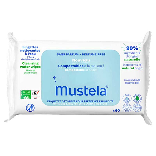 Mustela 60 Cleansing Water Wipes Gentle Baby Care