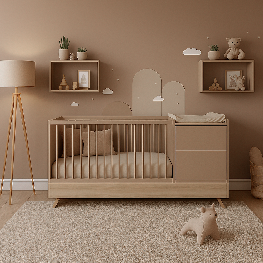 Faktum Sienna Cappuccino 3-in-1 Multi Bed | Baby Cot with Dresser & Junior Bed Conversion
