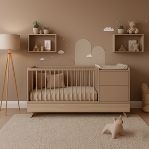 Faktum Sienna Cappuccino 3-in-1 Multi Bed | Baby Cot with Dresser & Junior Bed Conversion