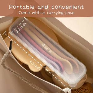 Moonkie Silicone Feeding Spoons – Soft Tip, Bendable Baby Spoons (Set of 4)