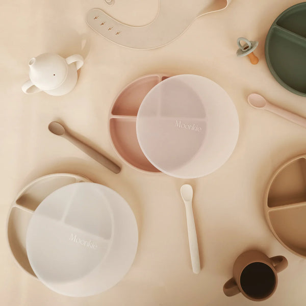 Moonkie Silicone Suction Plates with Lid – Divided Toddler Plate (2 pack)