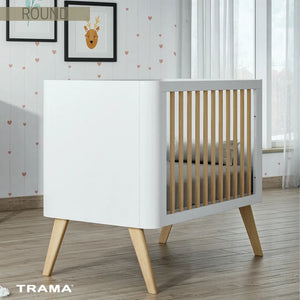 Trama Round Baby Cot 120x60cm - White & Tola