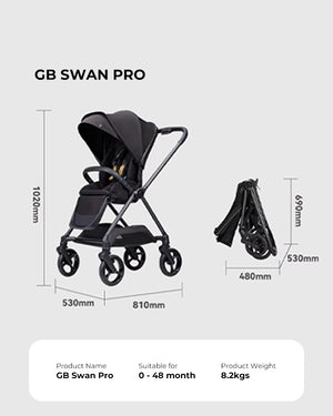 Gb Swan Pro Carbon Fiber Baby Stroller | Lightweight 2-Way Reversible Stroller 0-36 Months