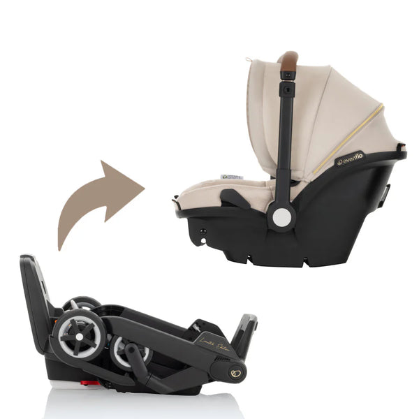 Evenflo® Shyft™ DualRide™ Infant Car Seat - Stroller Combo with Carryall Storage Champagne