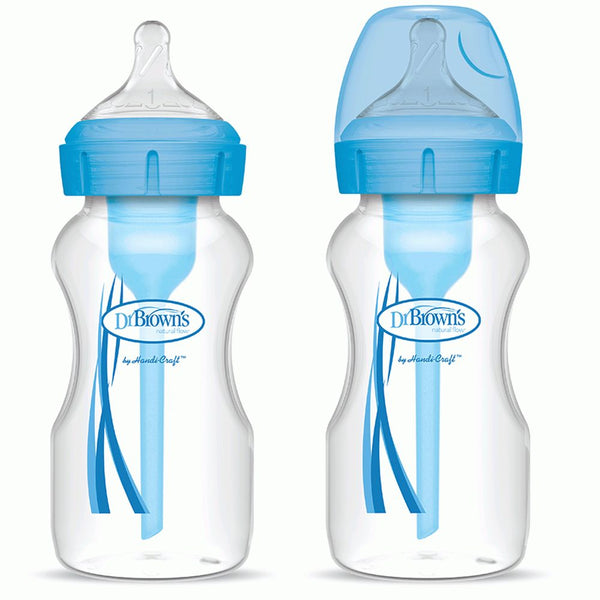 Dr. Browns Pack Of 2 Blue 270 Ml Wide-Neck Bottles